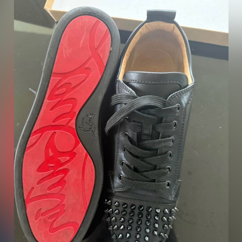 Christian Louboutin Black Leather Spiked Sneakers